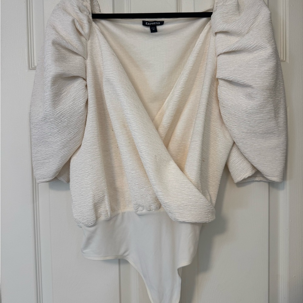Express Cream Wrap Blouse